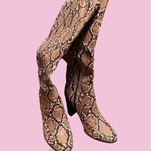 a new day Brown Snakeskin Over the Knee Boots